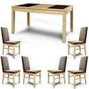 FurnitureToday Opus Solid Ash Fixed Dining Table Fabric Set