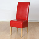 FurnitureToday Oslo Red Leather Dining chair with light feet