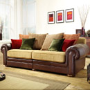 FurnitureToday Premiere Rochester Leather and Fabric Sofa