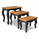Provence Black Painted Carved Nest of Tables