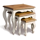 FurnitureToday Provence White Painted Carved Nest of Tables