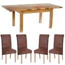 FurnitureToday Rustic Oak extending table and fabric dining