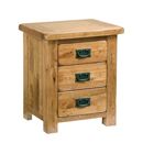 FurnitureToday Rustic Solid Oak 3 drawer bedside