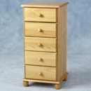FurnitureToday Seconique Sol Pine 5 drawer chest