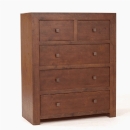 FurnitureToday Tampica dark wood 5 drawer chest