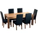 FurnitureToday The Lyon Oak Large Leather Dining Table Set