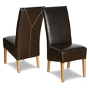 FurnitureToday Trend Solid Oak Brown Leather Dining Chair Pair