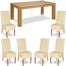 Trend Solid Oak Cream Leather Chair Large Dining