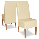 FurnitureToday Trend Solid Oak Cream Leather Dining Chair Pair