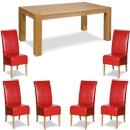 Trend Solid Oak Red Leather Chair Large Dining