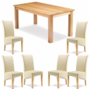 FurnitureToday Vegas Oak Cream Chair Dining Table Set