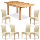 FurnitureToday Vegas Oak Cream Chair Extending Dining Table Set