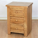 FurnitureToday Vermont Solid Oak 3 drawer Bedside Chest
