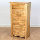 FurnitureToday Vermont Solid Oak 6 drawer Narrow Chest 