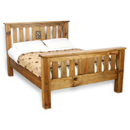 FurnitureToday Vintage pine brass panelled bed