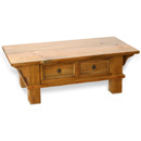 FurnitureToday Vintage pine low 2 drawer coffee table