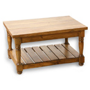 FurnitureToday Vintage pine low coffee table with shelf