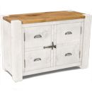FurnitureToday White Painted Junk Plank Linen 2 Doors Cupboard