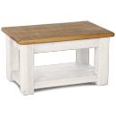 FurnitureToday White Painted Plank Coffee Table with Shelf