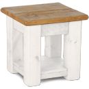 FurnitureToday White Painted Plank Lamp Table with Shelf
