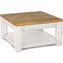 White Painted Plank Square Coffee Table with Shelf