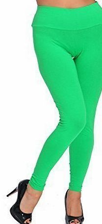 FUTURO FASHION  Full Length High Waist Cotton Leggings All Colours All Sizes Active Pants Sport Trousers LWP Green 8 UK (S)
