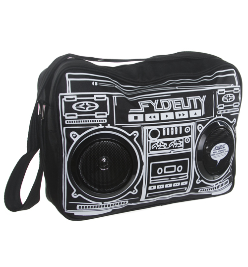 Fydelity Black Retro Boombox Shoulder Bag With Working