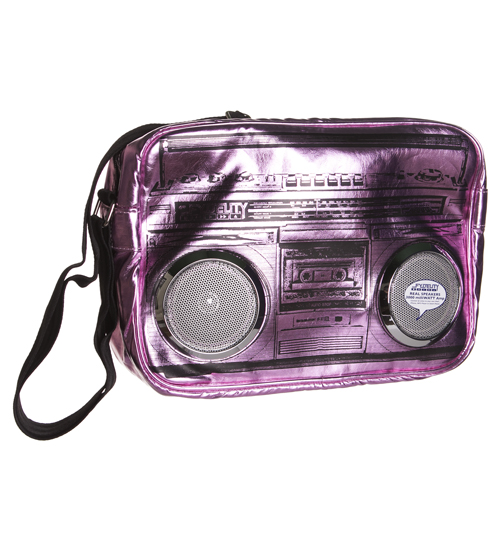 Pink Metallic Retro Boombox Shoulder Bag With