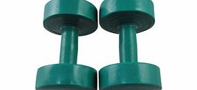 Two green 2kg hand weights