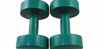 Two green 5kg hand weights