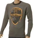 G-Star Mens G-Star Light & Dark Grey Cotton Sweater with Large Logo