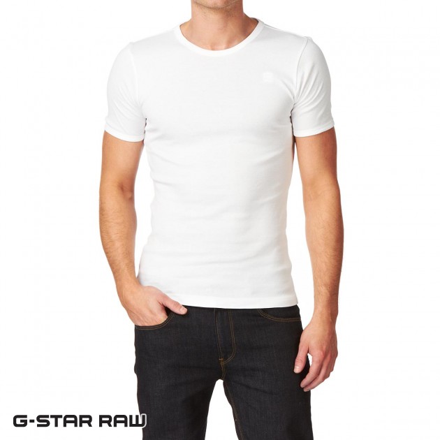 Mens G-Star Premium Base 2 Pack T-Shirt - White