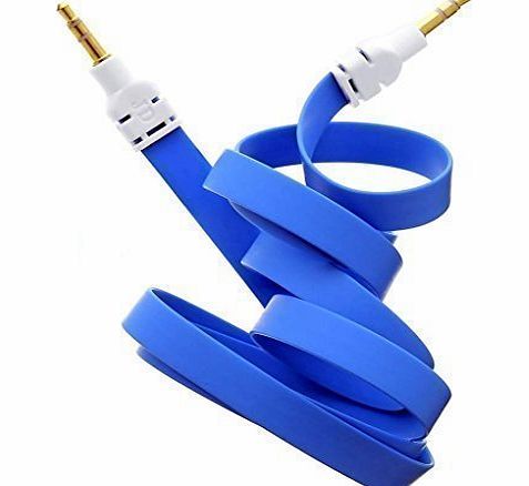 Nice Quality Blue 3.5mm AUX Stereo Male to Male AUX Flat No Tangle Noodle Cable cord For Apple iPad4 Ipad Air Ipad mini iPhone 5/5s,Ipod All Mp3 Mp4 Players Sony Creative Samsung, All Laptop Pc And ar