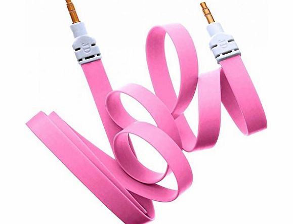 Nice Quality Hot Pink 3.5mm AUX Stereo Male to Male AUX Flat No Tangle Noodle Cable cord For Apple iPad4 Ipad Air Ipad mini iPhone 5/5s,Ipod All Mp3 Mp4 Players Sony Creative Samsung, All Laptop Pc An