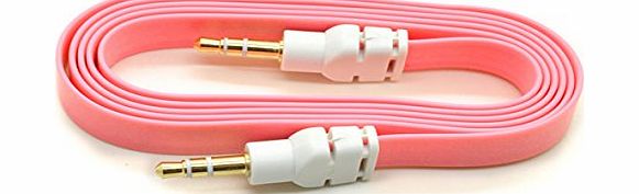 Nice Quality Light Pink 3.5mm AUX Stereo Male to Male AUX Flat No Tangle Noodle Cable cord For Apple iPad4 Ipad Air Ipad mini iPhone 5/5s,Ipod All Mp3 Mp4 Players Sony Creative Samsung, All Laptop Pc 