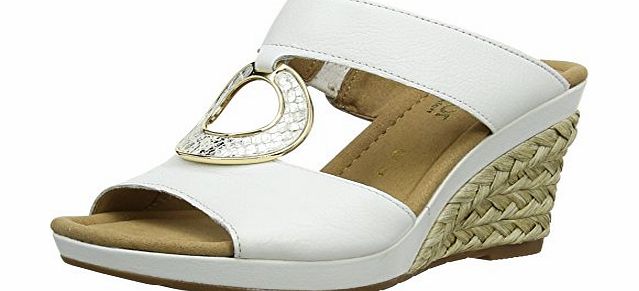 Gabor Sizzle, Women Wedge Heels Sandals, White (White Leather/Snake), 7 UK (40 1/2 EU)