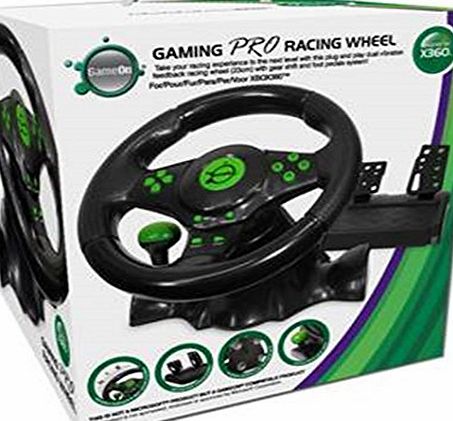 GameOn  Racing wheel Xbox 360 with stick-shift dual pedal controls and dual-vibration system