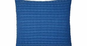 Blue cotton cable knit cushion
