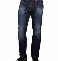 Dark blue worn in cotton jeans