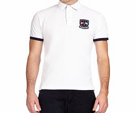 White cotton and badge polo T-shirt