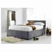 Garbo Double Bed, Grey Faux Suede with Sealy