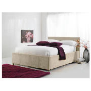 Double Bed, Ivory Faux Suede with Sealy