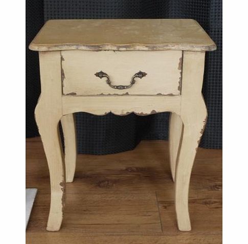 Distressed Vintage Style Antique Cream Lamp Table Bedside Table LOW