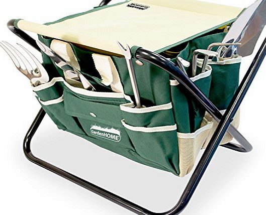 GardenHOME GardeHome Folding Stool with FREE Bag amp; 5 PC Tools ALL-IN-ONE