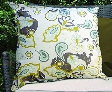 Olive Paisley Design Water Resistant Outdoor Filled Cushion for Cane/Garden Furniture