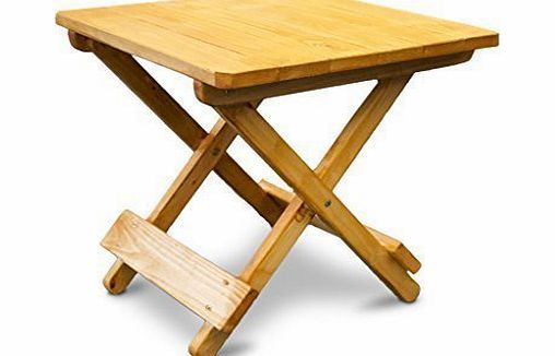 Square Oak Finish Wooden Folding Garden Side Table - Indoor / Outdoor