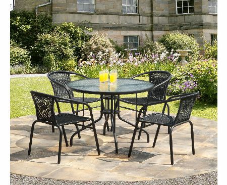 Gardens and Homes Direct Bambi 90cm 5 Piece Black Rattan Dining Set