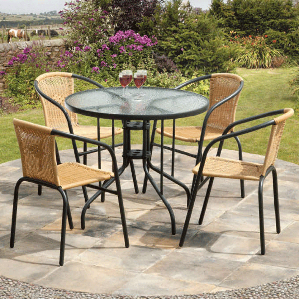 Gardens and Homes Direct Bambi 90cm 5 Piece Brown Rattan Dining Set
