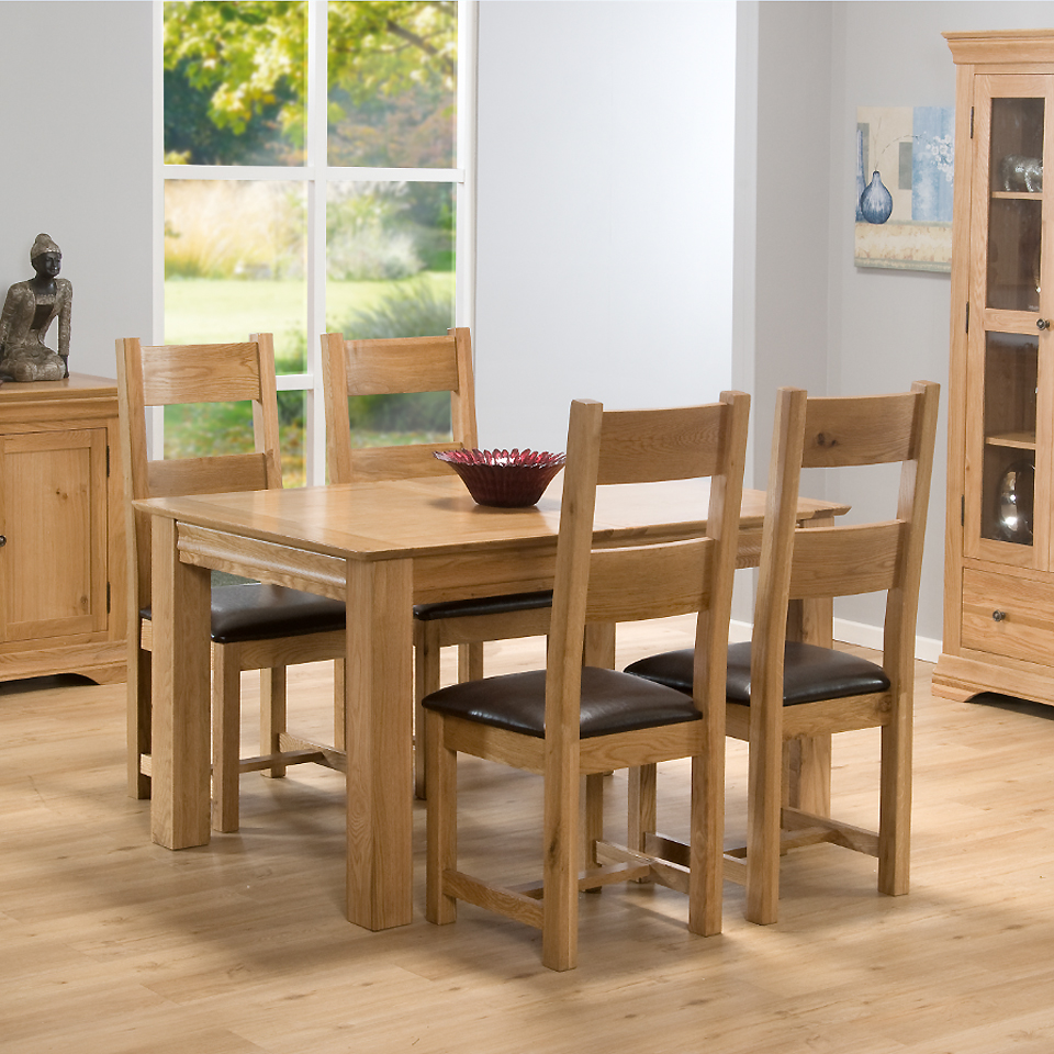 Constance Oak Dining Table and 4 Chairs Set
