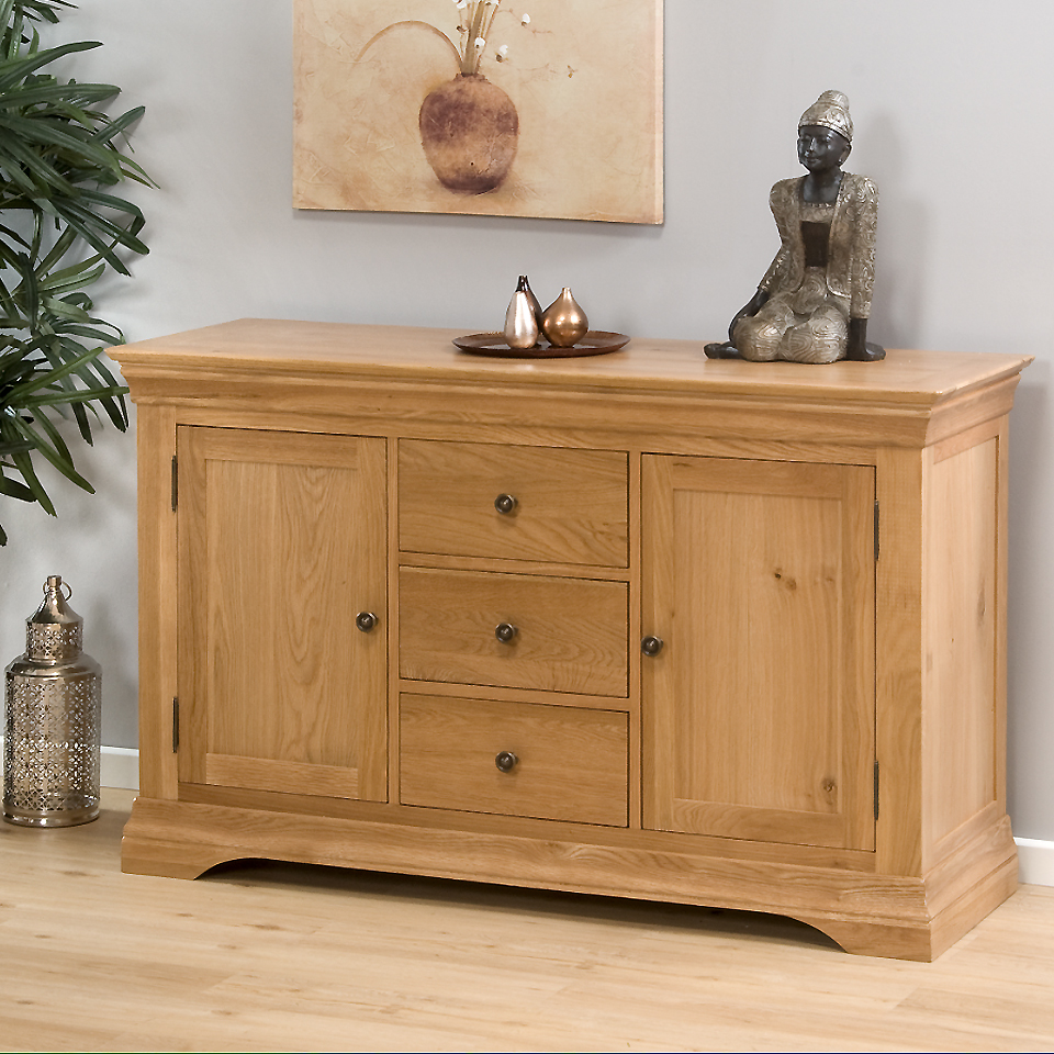 Gardens and Homes Direct Constance Oak Sideboard with 3 Drawers